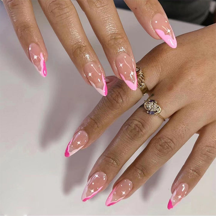 Artificial nail extensions with elegant glitter accent Kalsten