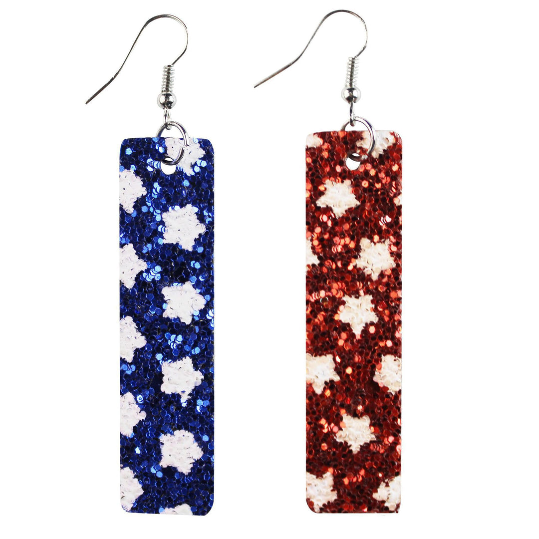 Women's nan teardrop-shaped faux leather earrings with star and stripe print Kalsten