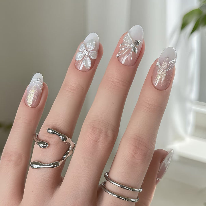 Floral Lace Press-On Nail Set
