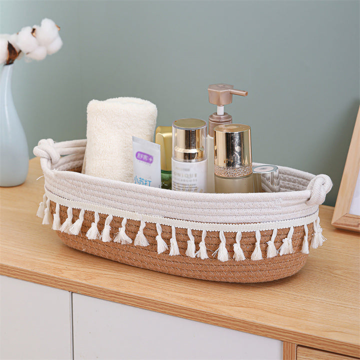 Women Versatile Storage Basket with Tassel Decoration Kalsten