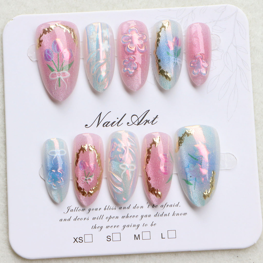 Seasonal Floral Press-On Nail Art Set Kalsten