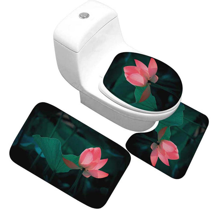 Floral Design Toilet Mat Set