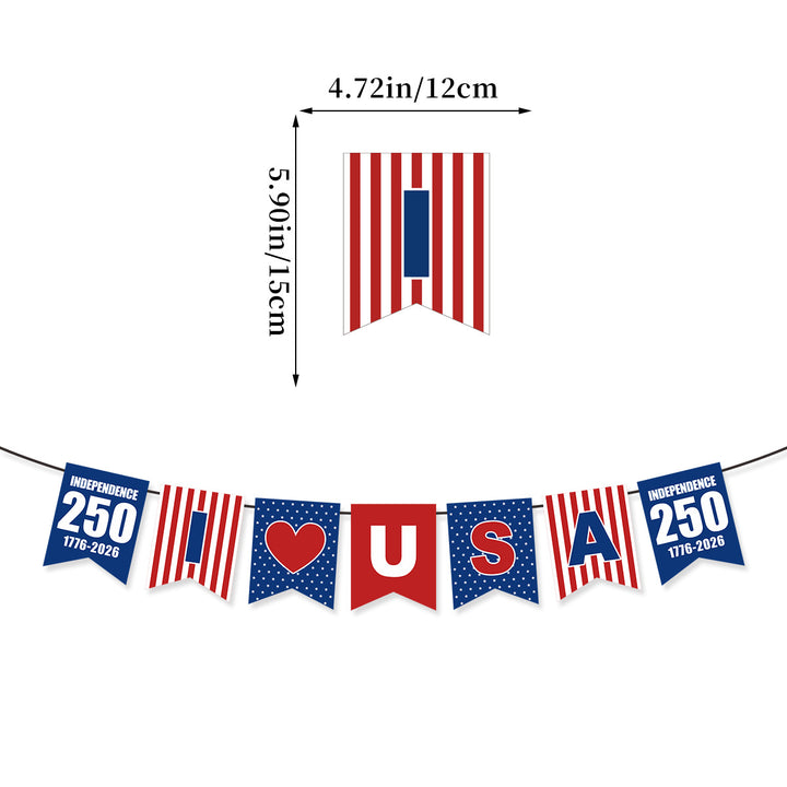 Unisex decorative pennant chain made of weatherproof polyester with star-and-stripe motif and robust attachment tape Kalsten