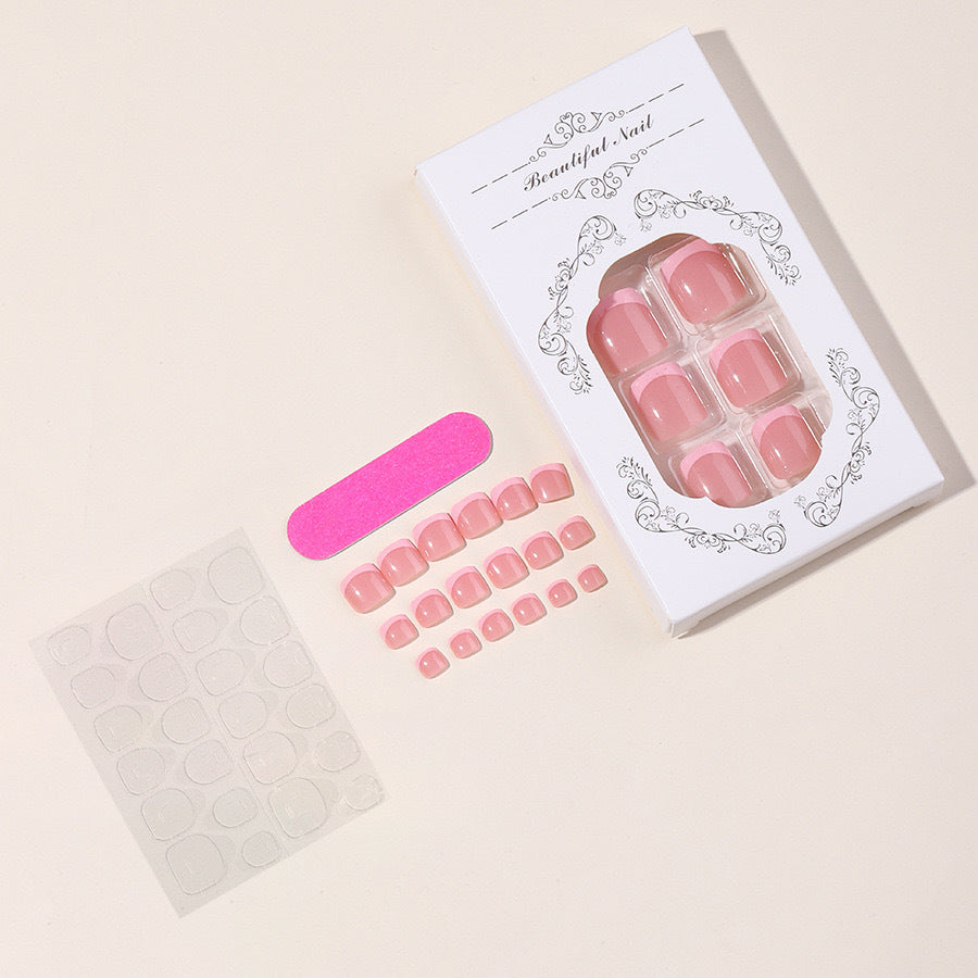 Nail art set with elegant French design and glitter accents Kalsten