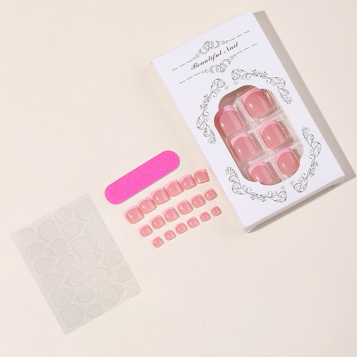 Nail art set with elegant French design and glitter accents Kalsten
