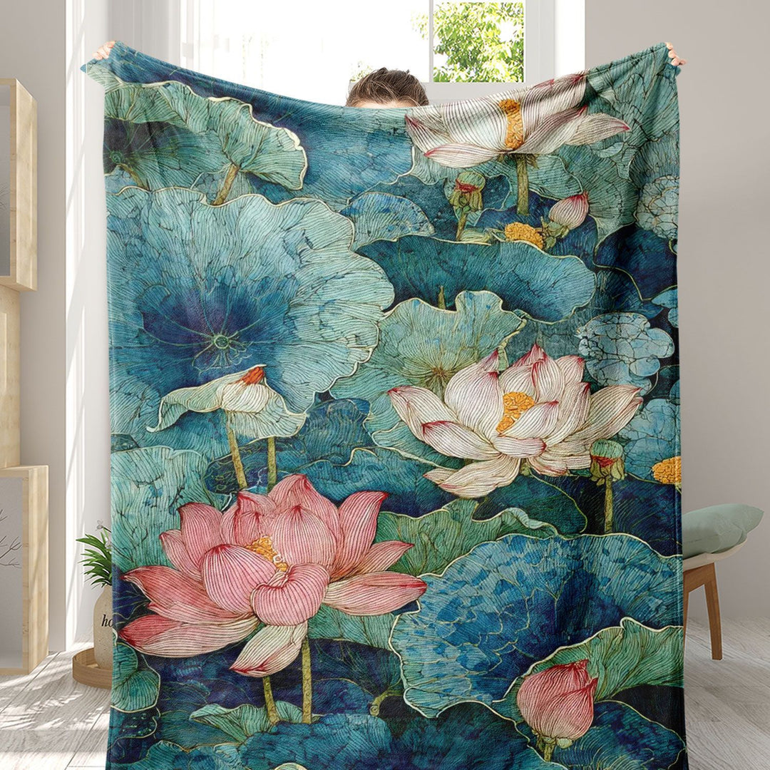 Artistic Floral Print Fleece Blanket