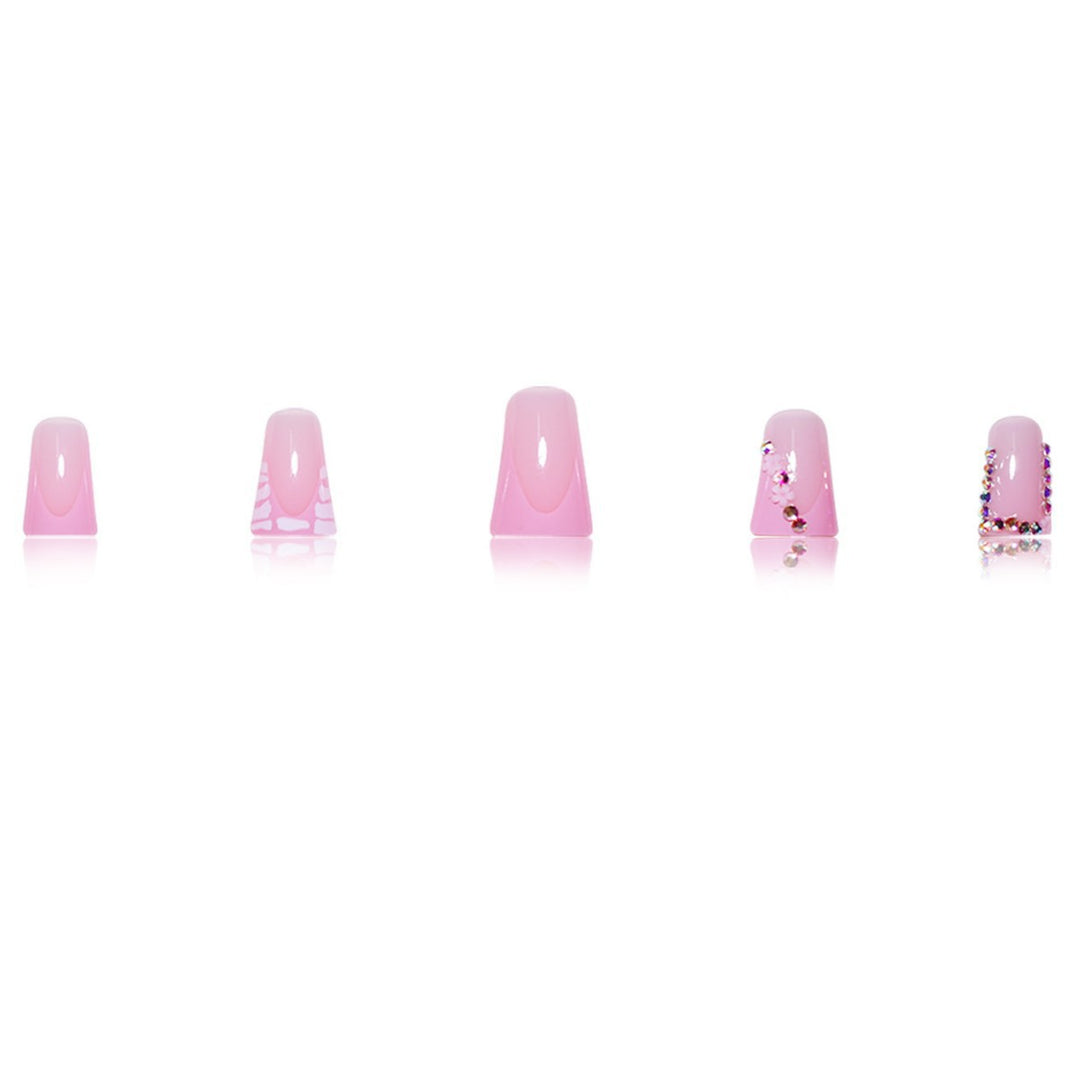 Glamorous Acrylic Press-On Nail Extensions with Decorative Rhinestones Kalsten