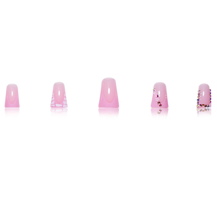 Glamorous Acrylic Press-On Nail Extensions with Decorative Rhinestones Kalsten
