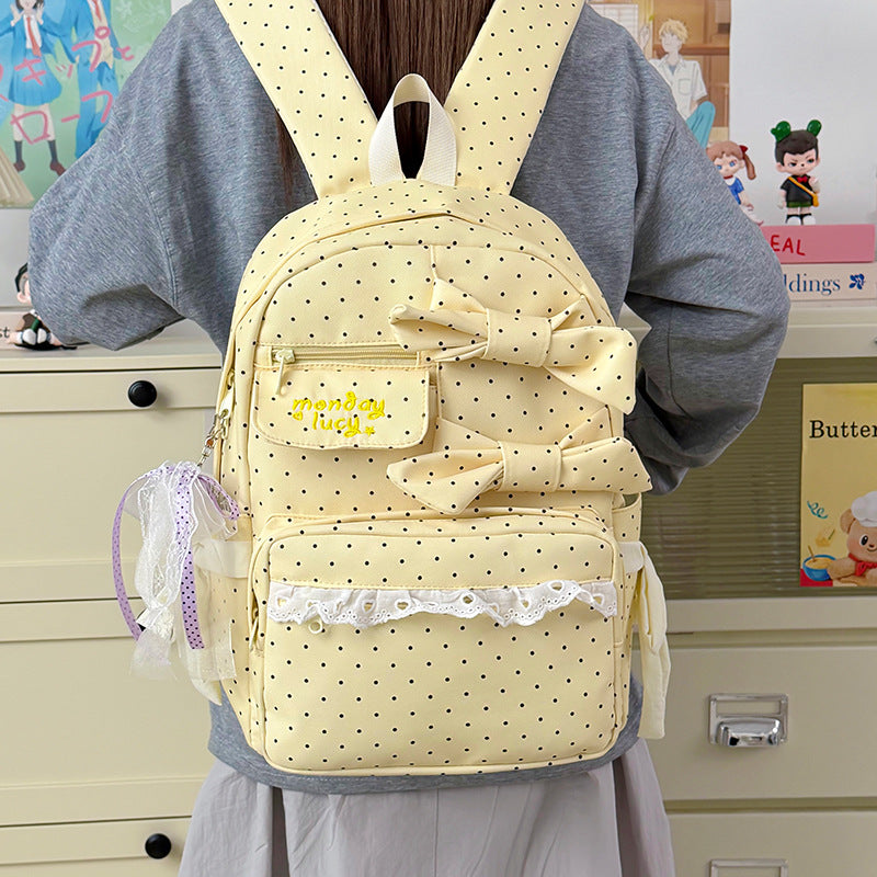Backpack with Playful Bows and Practical Storage Solutions Kalsten
