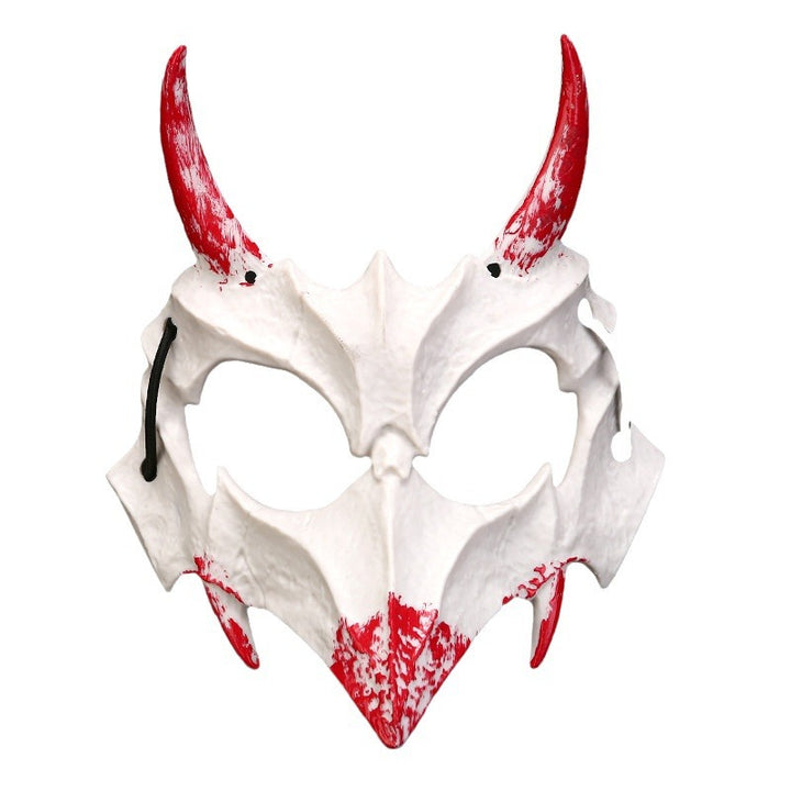Half-face mask with flashing vampire teeth and adjustable rubber band