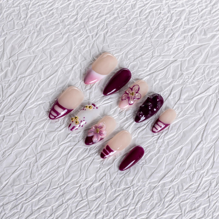 Floral Themed Press-On Nail Art