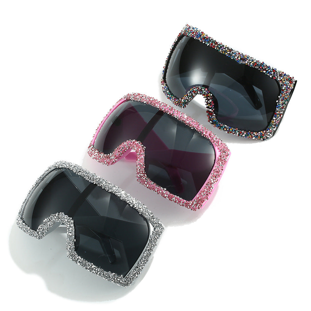 Women's Sporty Oversized Sunglasses with Rhinestone Embellishments Kalsten