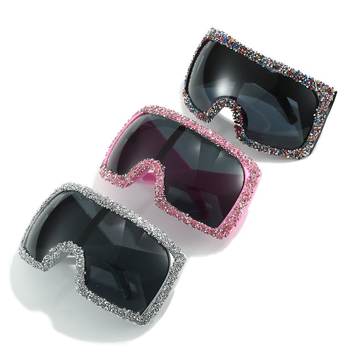 Women's Sporty Oversized Sunglasses with Rhinestone Embellishments Kalsten