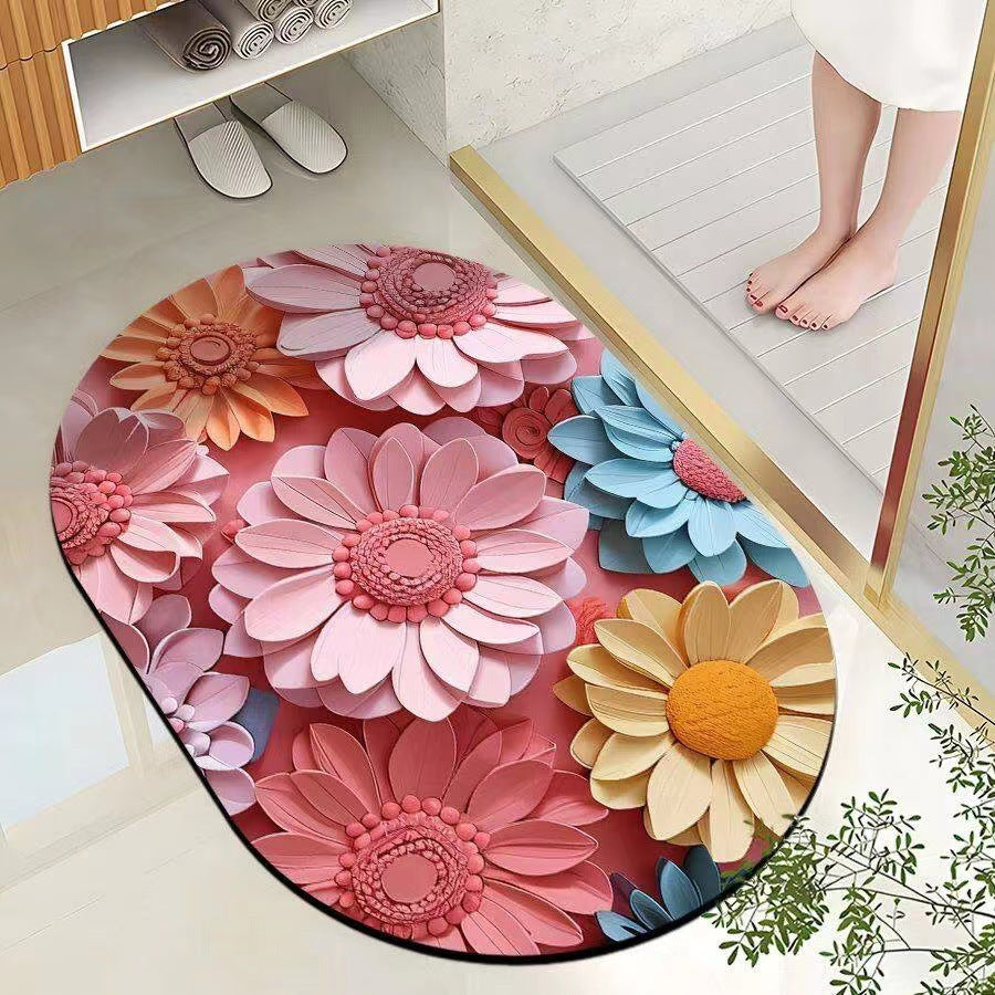 Leaf-Patterned Bathroom Mat Kalsten