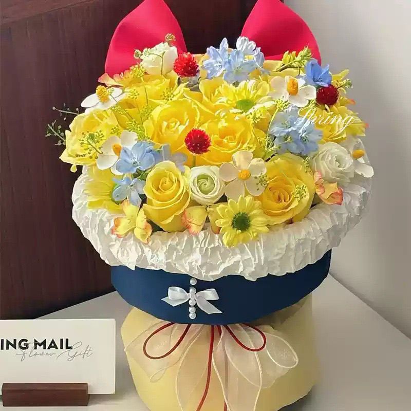 Artificial Floral Arrangement with Bow Accent