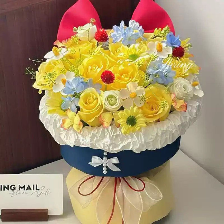 Artificial Floral Arrangement with Bow Accent