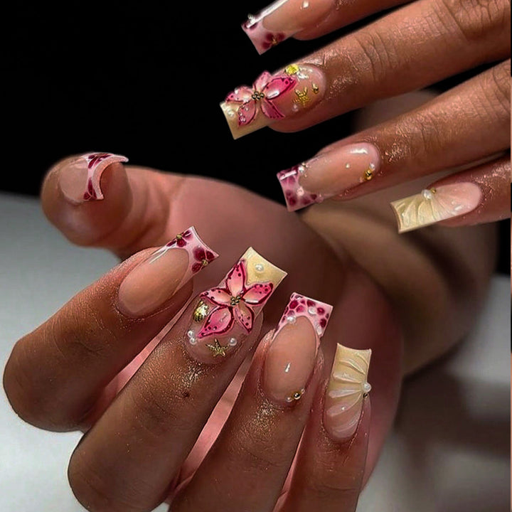 Decorative Floral Embellished Press-On Nails kalsten
