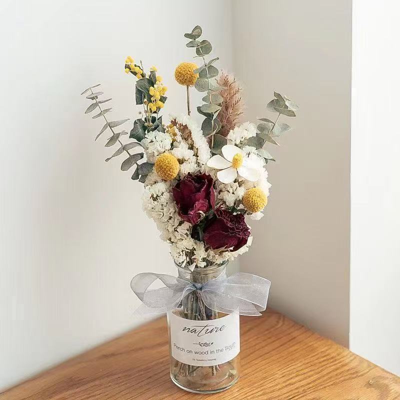 Dried Flower Bouquet Arrangement with Decorative Elements