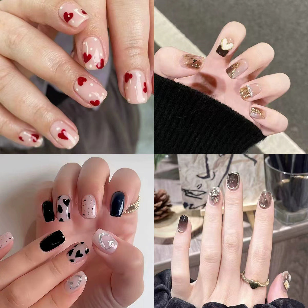 Artistic Heart-Themed Nail Extensions Kalsten