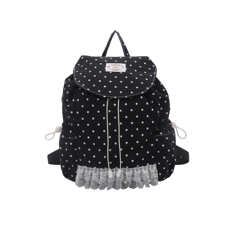Charming Polka Dot Ruffled Backpack Kalsten