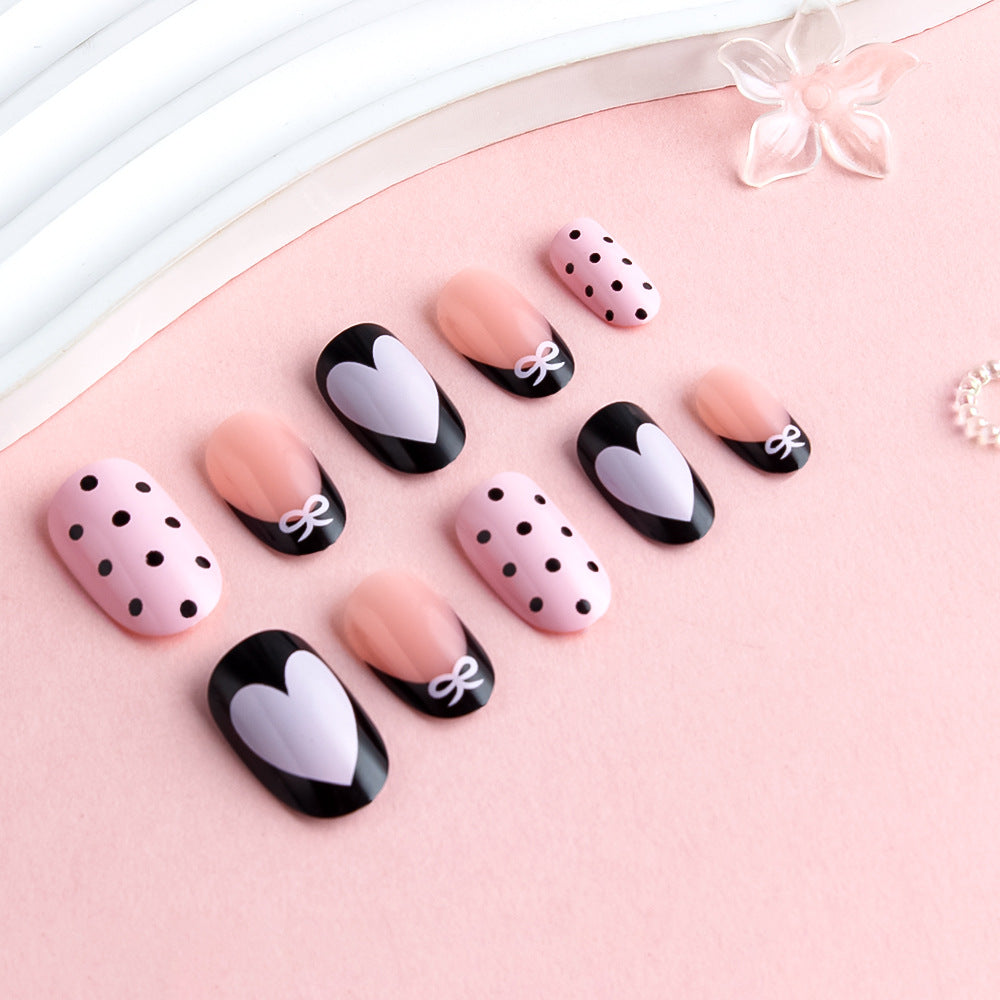 Artistic Heart-Themed Press-On Nail Set Kalsten