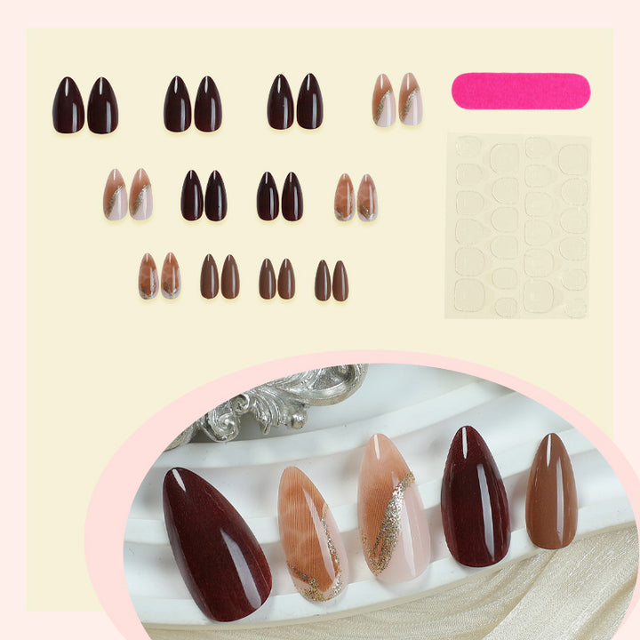 Press-On Nail Art Set with Elegant Marble and Glitter Accents Kalsten