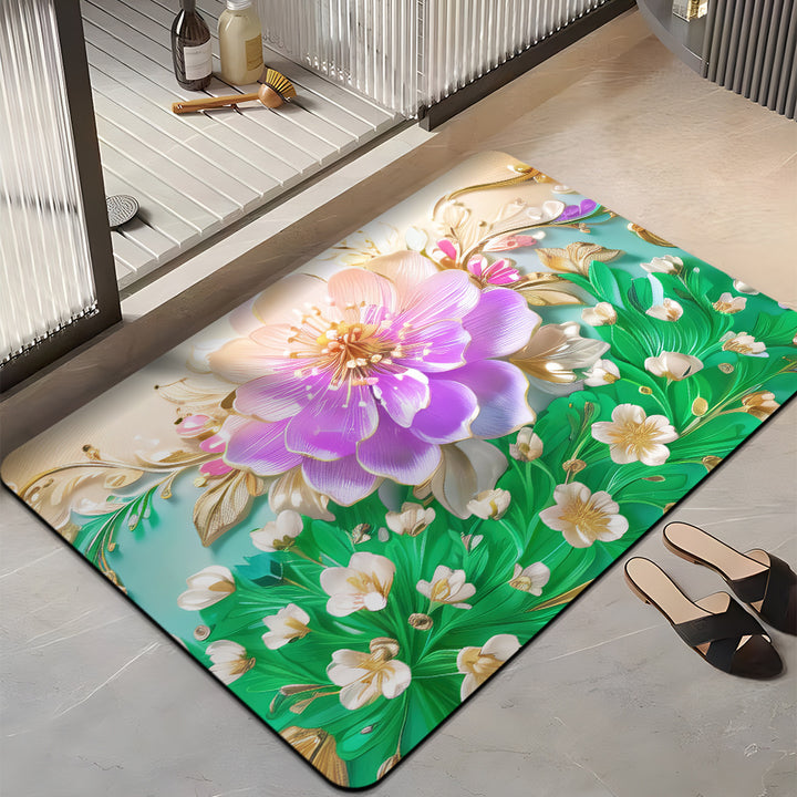 Floral-Themed Plush Bath Mat Kalsten