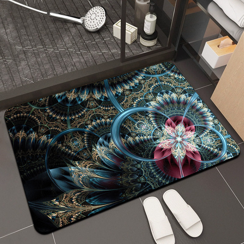 Floral Design Memory Foam Bath Mat Kalsten