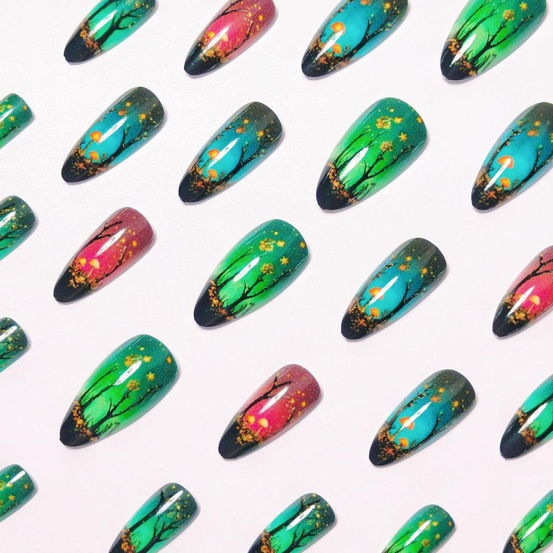 Creative Art Nails with Fascinating Forest and Mushroom Designs Kalsten