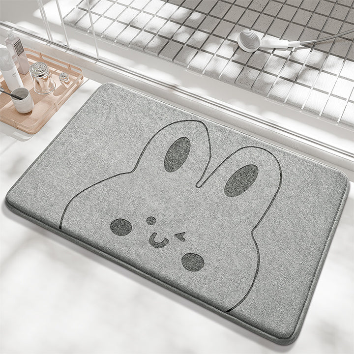 Playful Bunny Design Bath Mat Kalsten