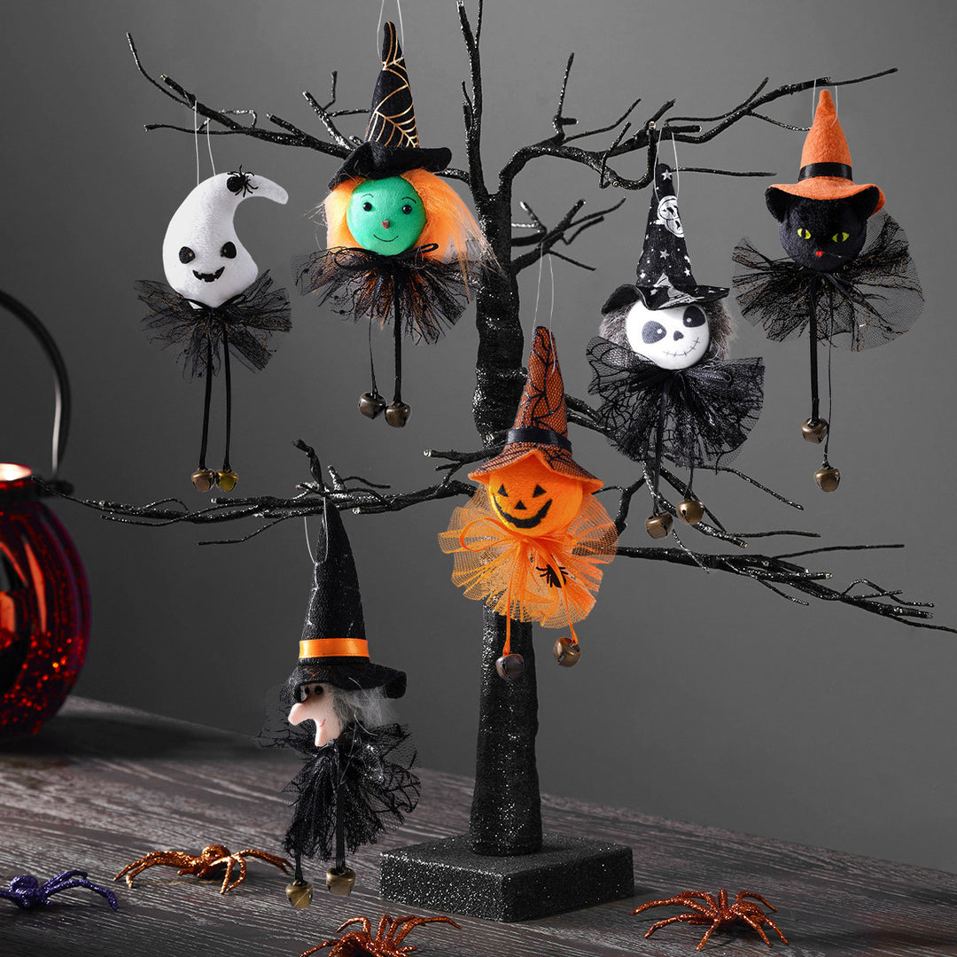 Halloween hair clip with cat face, witch hat and bell