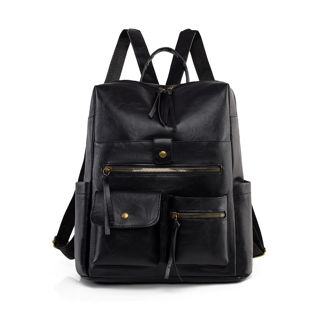 Stylish Multi-Pocket Faux Leather Backpack Kalsten