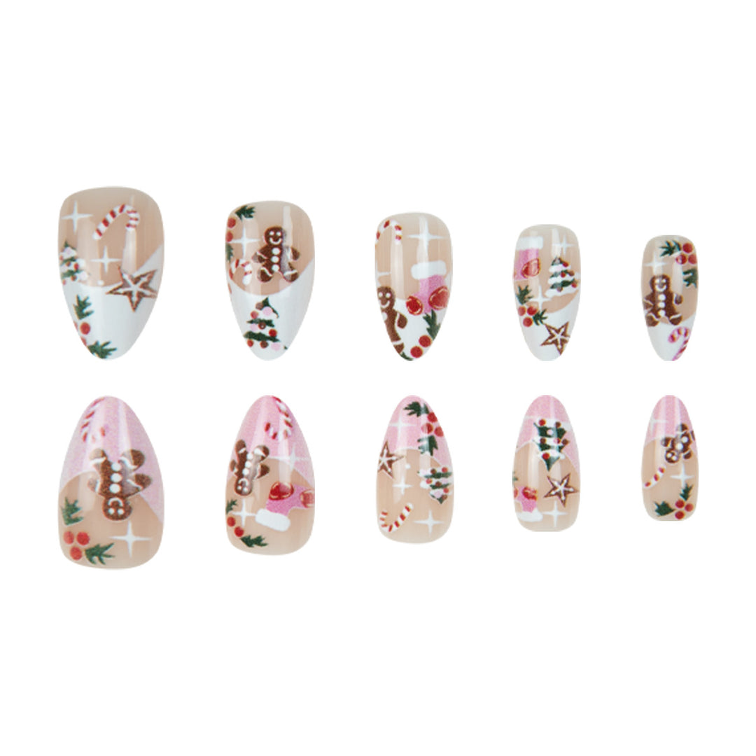 Festive Gingerbread-Themed Stiletto Nail Art Kalsten