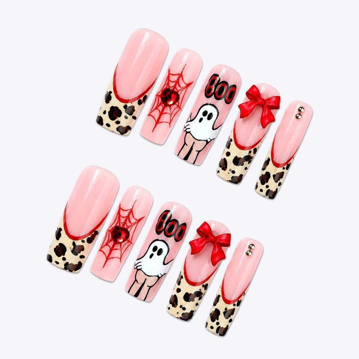 Creative artificial nail set with Halloween motif and playful designs Kalsten