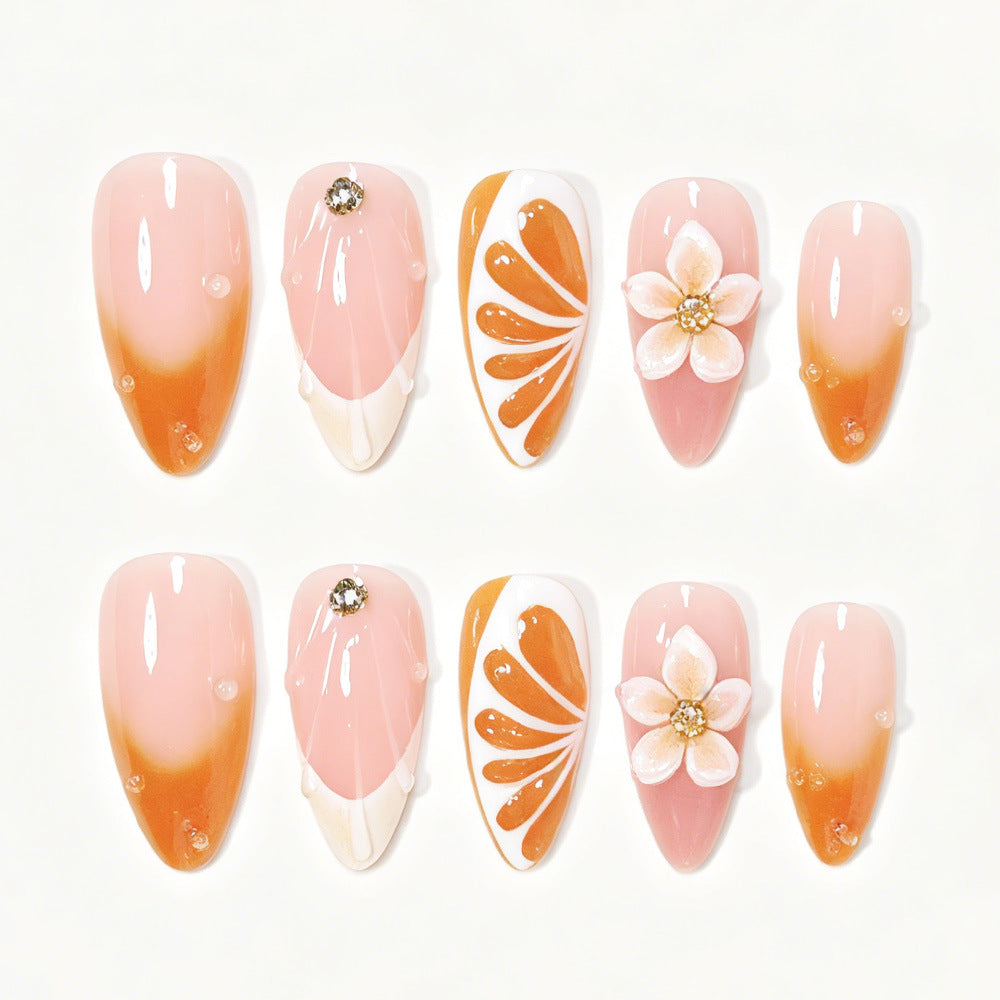 Artistic Floral Press-On Nail Tips Set Kalsten