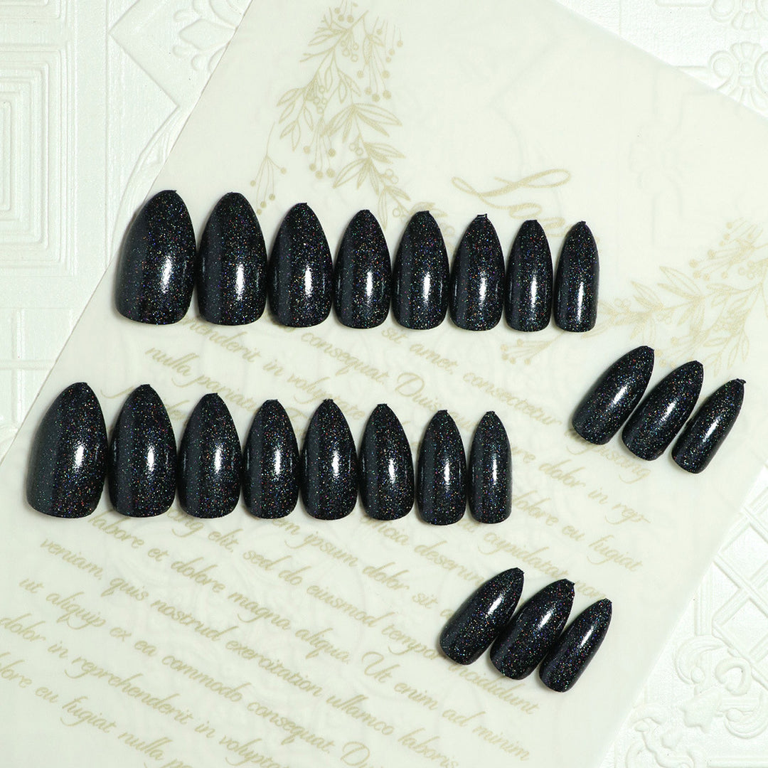 Glamorous Stiletto Press-On Nails with Glitter Finish Kalsten