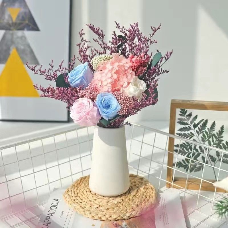 Elegant Dried Flower Bouquet with Decorative Vase