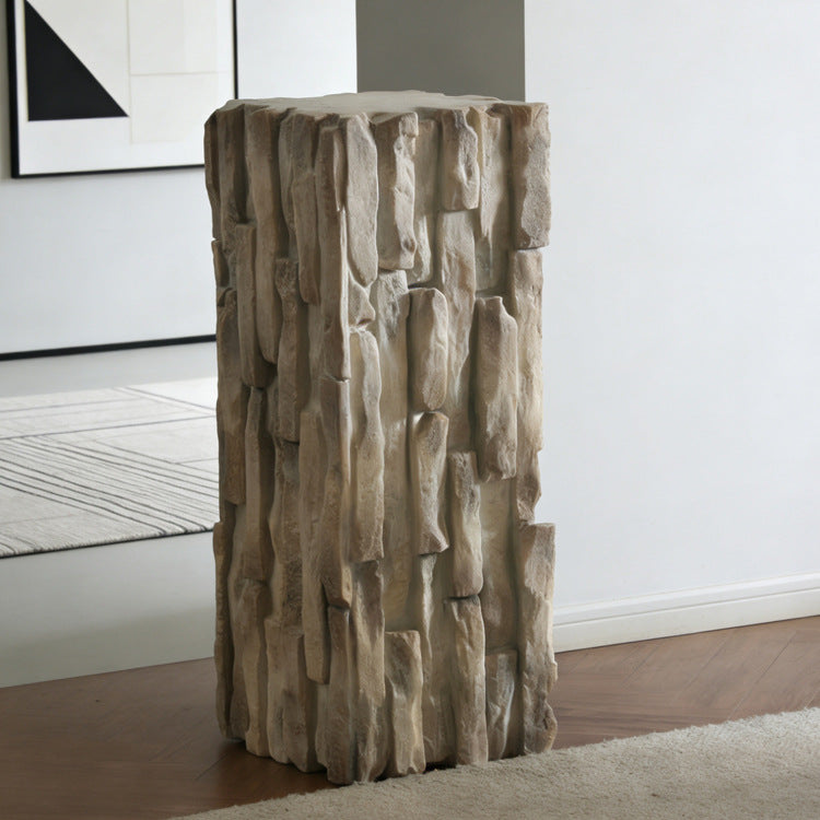 Rock-Texture Decorative Pedestal
