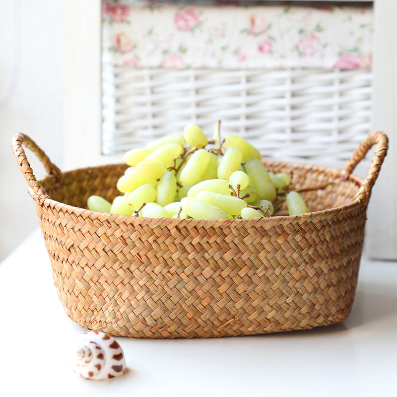Natural Woven Storage Basket with Ergonomic Handles Kalsten