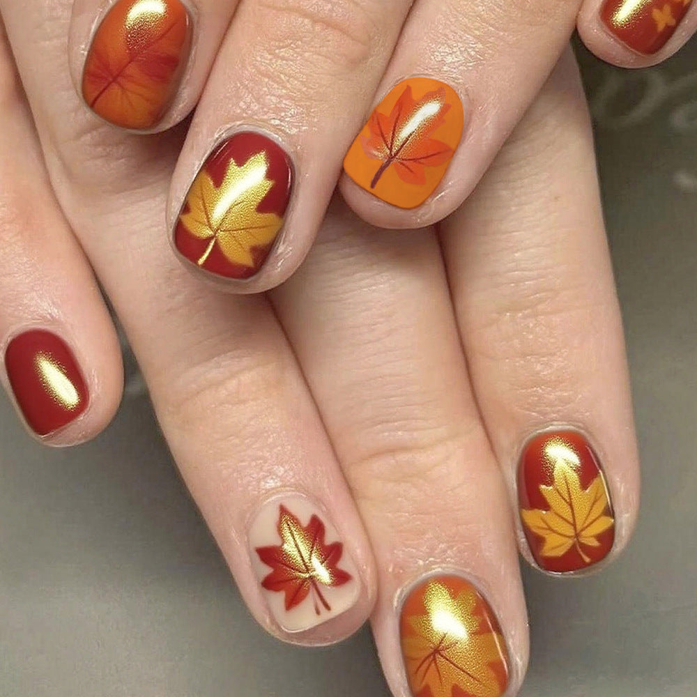 Autumn Leaf Design Gel Nail Art Kalsten