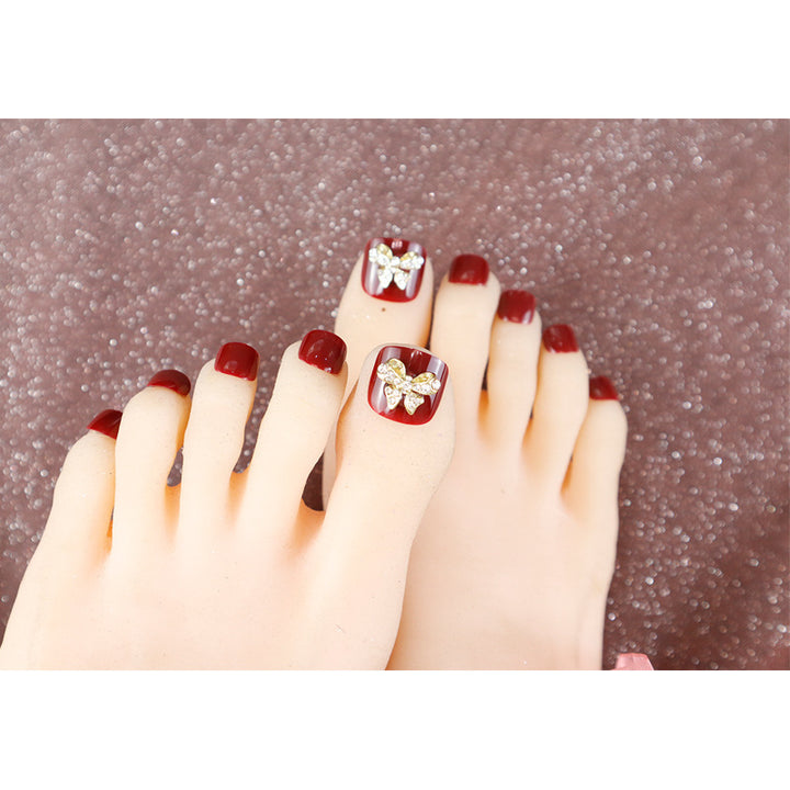 Decorative Rhinestone-Embellished Press-On Toenails