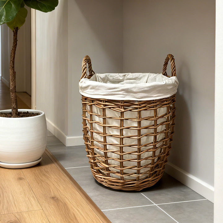 Handcrafted laundry basket with fabric cover Kalsten