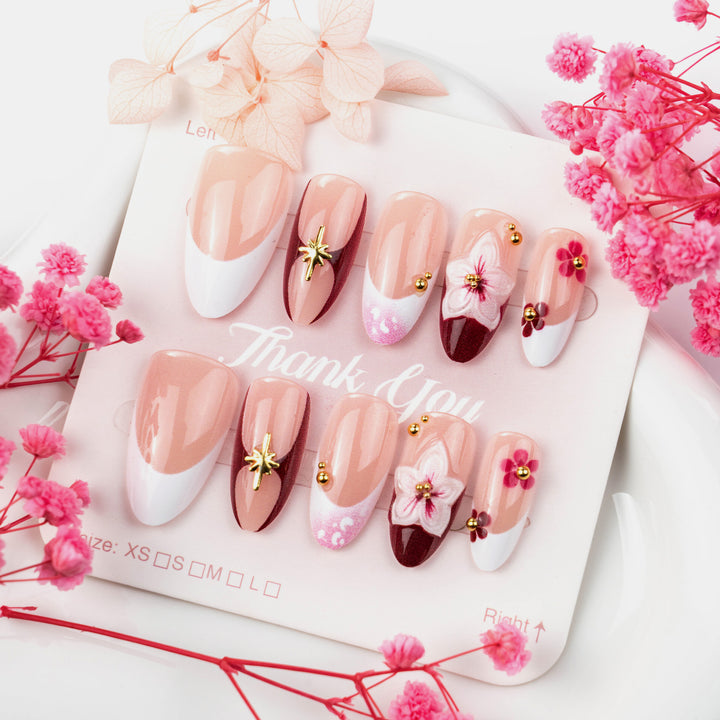Floral Accent Press-On Nail Art Set