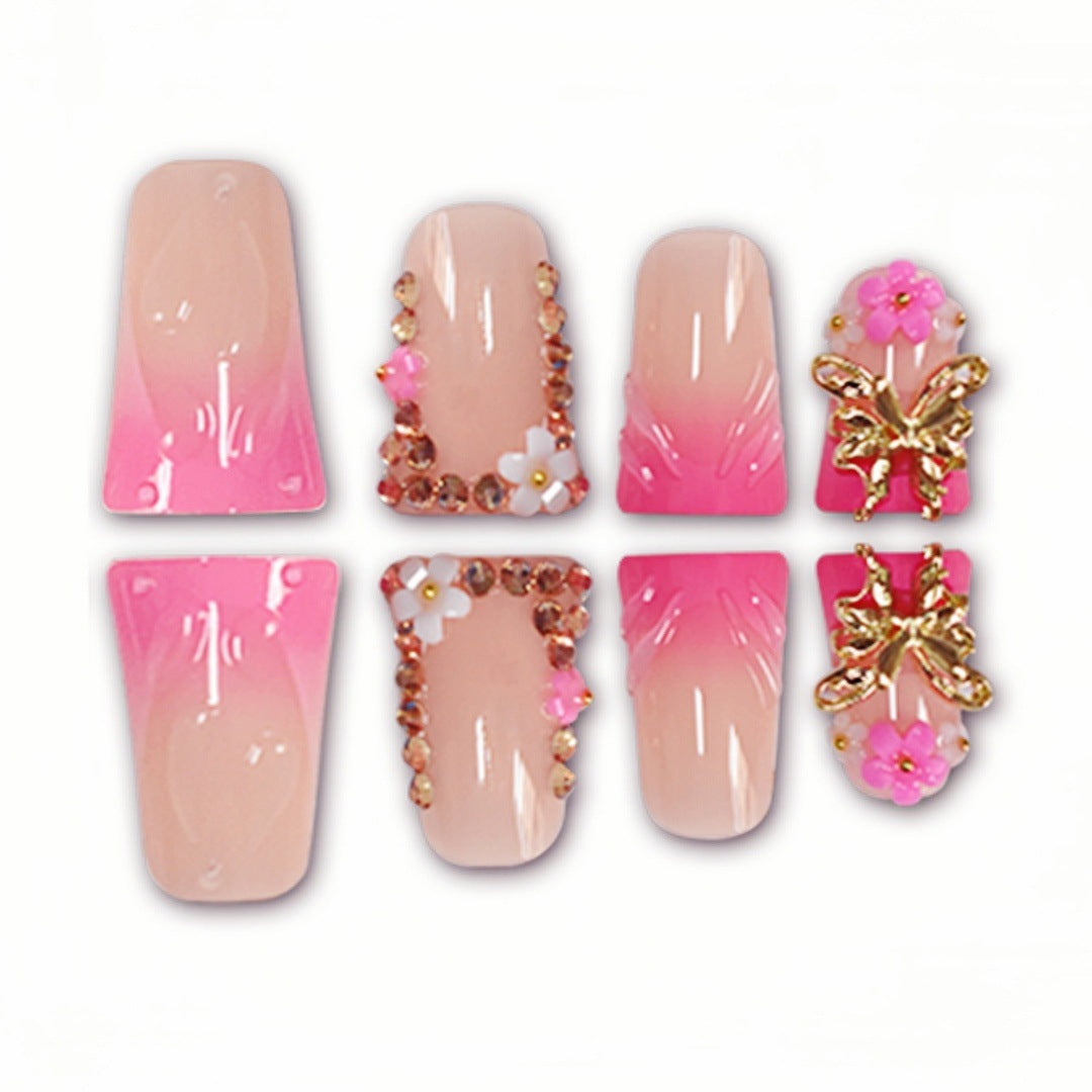 Artistic Long Nail Extensions with Floral Accents Kalsten
