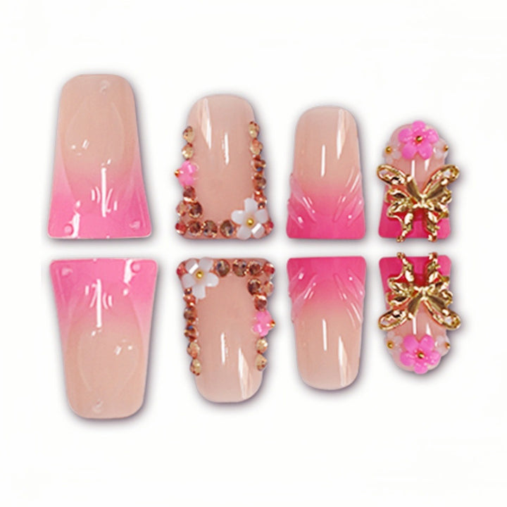 Artistic Long Nail Extensions with Floral Accents Kalsten