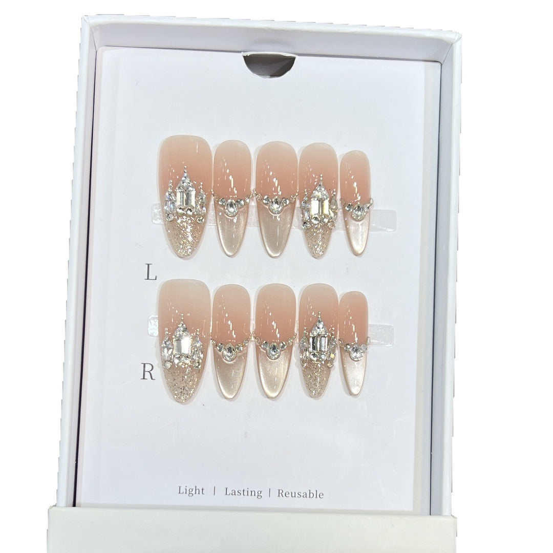 Decorative Handmade Press-On Nails with Elegant Rhinestones Kalsten