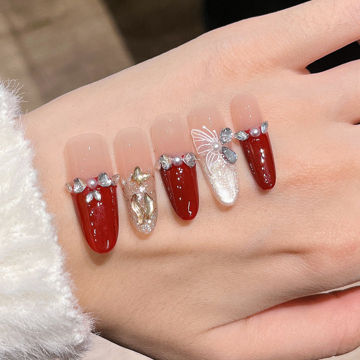 Elegant Nail Art Extensions with Pearl Accents Kalsten