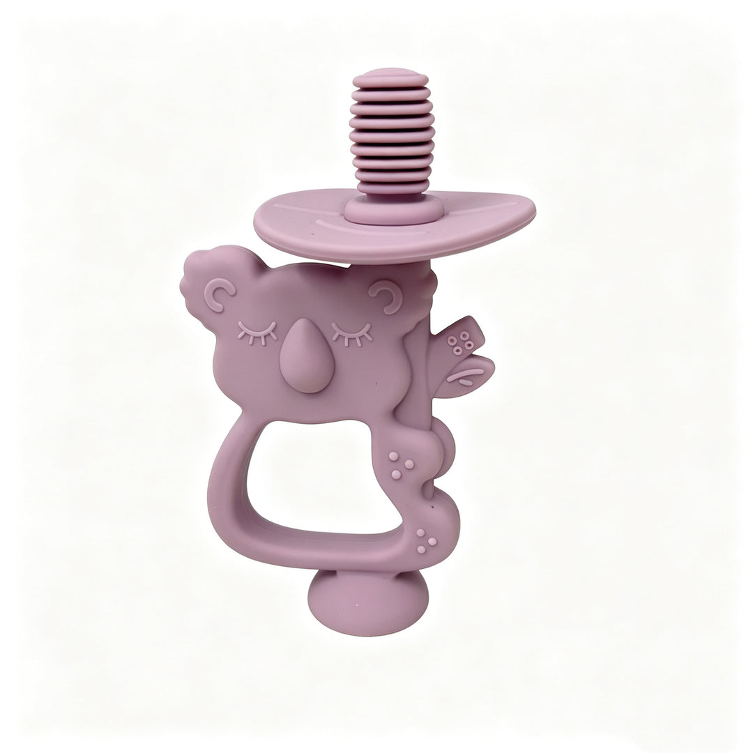 Silicone Koala Teether Pacifier with Ergonomic Handle and Safety Screw Attachment