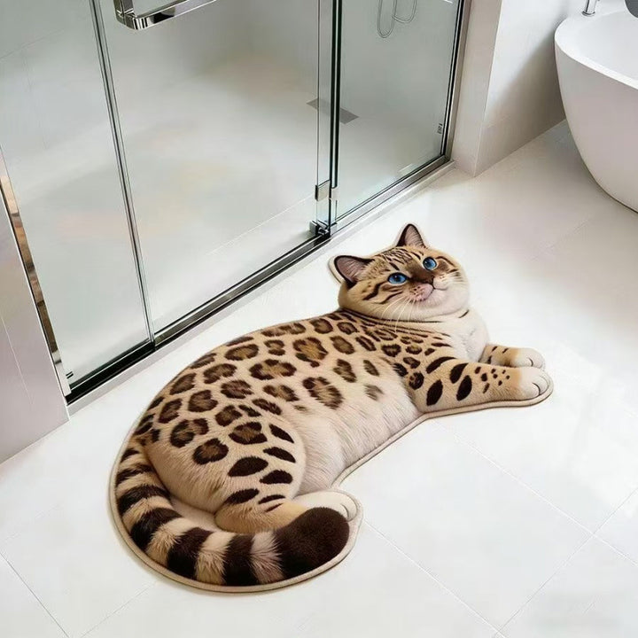 Cat-Shaped Plush Bath Mat