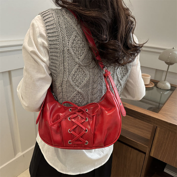 Stylish Lace-Up Shoulder Bag